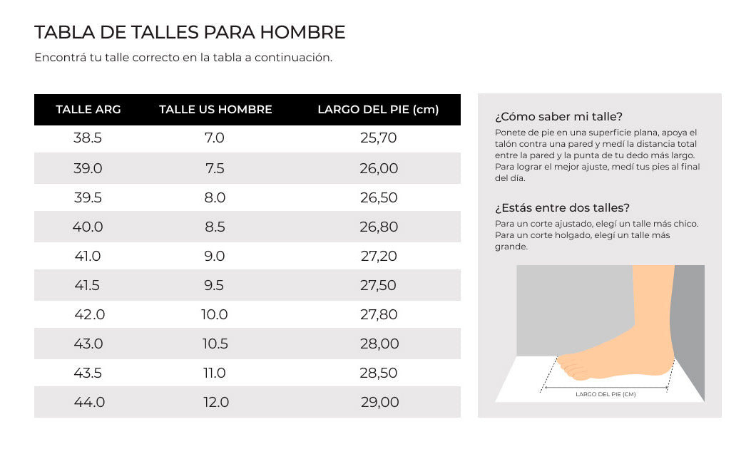 Tabla de talles